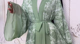 MissModesty Tie Dye 3 Layered Open Abaya With White Bodycon Dress