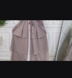 FeelModest Beige Layered Open Abaya  with Hijab