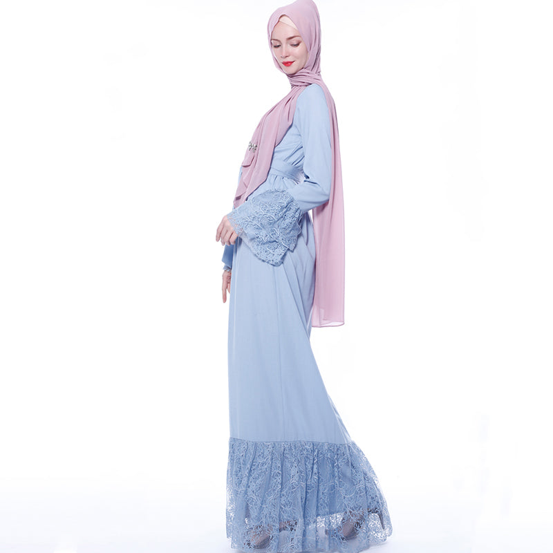 MissModesty Light Blue Long Laced Dress-Dress-Feelmodest