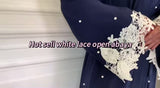 MissAmina Navy Blue Pearl Open Abaya