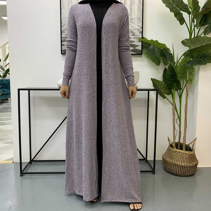 MissAmina Knit Light Purple Open Abaya-Open Abaya-Feelmodest