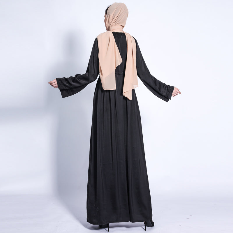 Jameel Silk Satin Black Open Abaya-Abaya > Dubai Abaya > Modest > Abaya Online > Open Abaya > Closed Abaya > Modanisa > Abayabuth > Abaya UK > Hijab > Muslim Dress > Modest Dress > Grey Abaya > Plain Abaya > FeelModest > Abaya Buth > White Abaya-Feelmodest