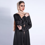 Jameel Silk Satin Black Open Abaya-Abaya > Dubai Abaya > Modest > Abaya Online > Open Abaya > Closed Abaya > Modanisa > Abayabuth > Abaya UK > Hijab > Muslim Dress > Modest Dress > Grey Abaya > Plain Abaya > FeelModest > Abaya Buth > White Abaya-Feelmodest