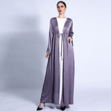 Jameel Silk Satin Grey Open Abaya