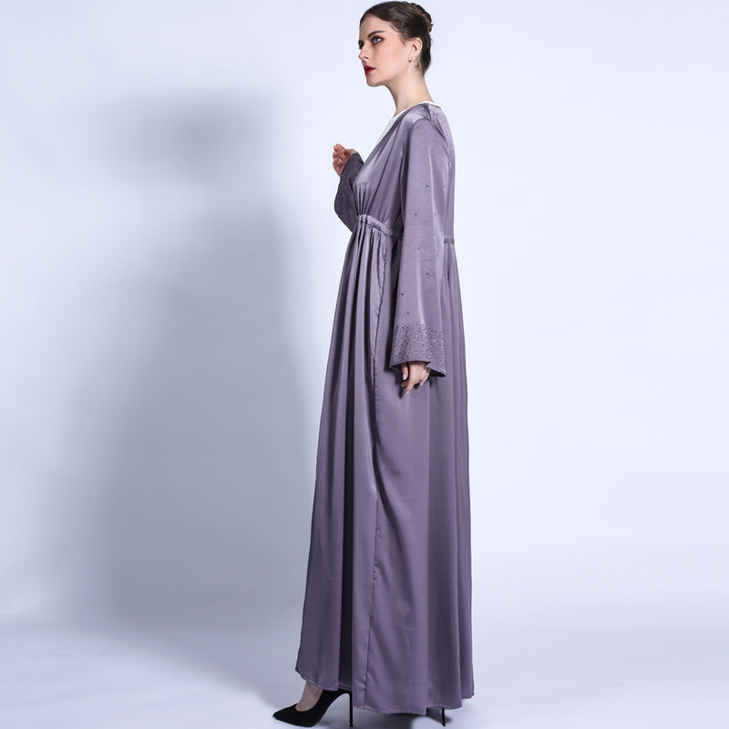 Jameel Silk Satin Grey Open Abaya-Abaya > Dubai Abaya > Modest > Abaya Online > Open Abaya > Closed Abaya > Modanisa > Abayabuth > Abaya UK > Hijab > Muslim Dress > Modest Dress > Grey Abaya > Plain Abaya > FeelModest > Abaya Buth > White Abaya-Feelmodest