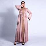 Jameel Silk Satin Pink Open Abaya