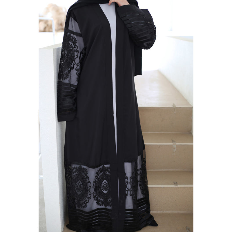 FeelModest Black Kimono Open Abaya-Abaya > Dubai Abaya > Modest > Abaya Online > Open Abaya > Closed Abaya > Modanisa > Abayabuth > Abaya UK > Hijab > Muslim Dress > Modest Dress > Grey Abaya > Plain Abaya > FeelModest > Layered Abaya-Feelmodest