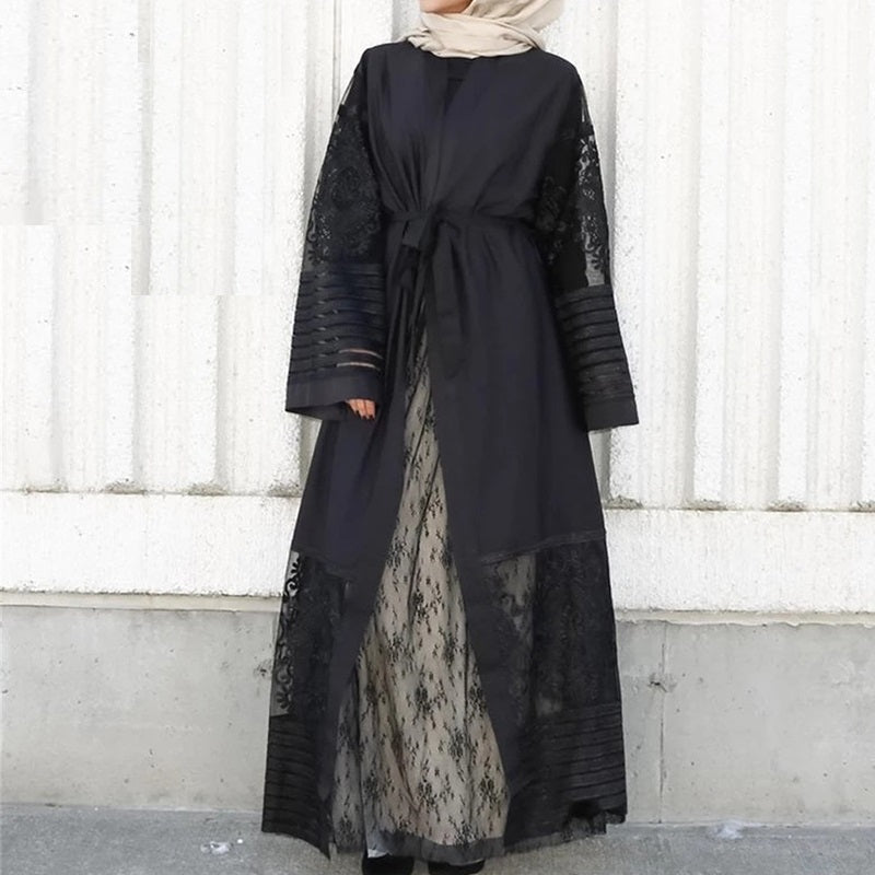FeelModest Black Kimono Open Abaya-Abaya > Dubai Abaya > Modest > Abaya Online > Open Abaya > Closed Abaya > Modanisa > Abayabuth > Abaya UK > Hijab > Muslim Dress > Modest Dress > Grey Abaya > Plain Abaya > FeelModest > Layered Abaya-Feelmodest
