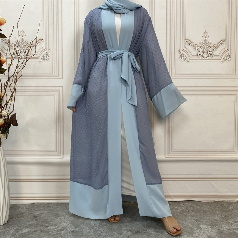 FeelModest Polka Dot Sky Blue Open Abaya-Abaya > Dubai Abaya > Modest > Abaya Online > Open Abaya > Closed Abaya > Modanisa > Abayabuth > Abaya UK > Hijab > Muslim Dress > Modest Dress > Grey Abaya > Plain Abaya > FeelModest > Abaya Buth > White Abaya > Silk Abaya-Feelmodest