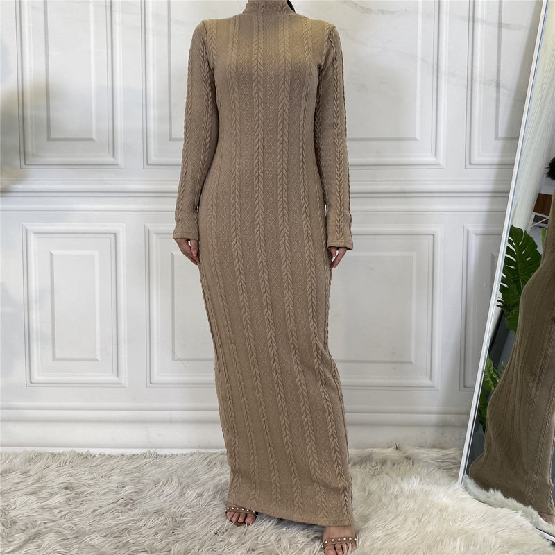 MissAmina Beige Classic Knitted Dress-Abaya > Dubai Abaya > Modest > Abaya Online > Open Abaya > Closed Abaya > Modanisa > Abayabuth > Abaya UK > Hijab > Muslim Dress > Modest Dress > Grey Abaya > Plain Abaya > FeelModest > Abaya Buth > White Abaya-Feelmodest