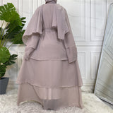 Chiffon Layered Open Abaya - Choose Colour-Abaya > Dubai Abaya > Modest > Abaya Online > Open Abaya > Closed Abaya > Modanisa > Abayabuth > Abaya UK > Hijab > Muslim Dress > Modest Dress > Grey Abaya > Plain Abaya > FeelModest > Satin Abaya-Feelmodest