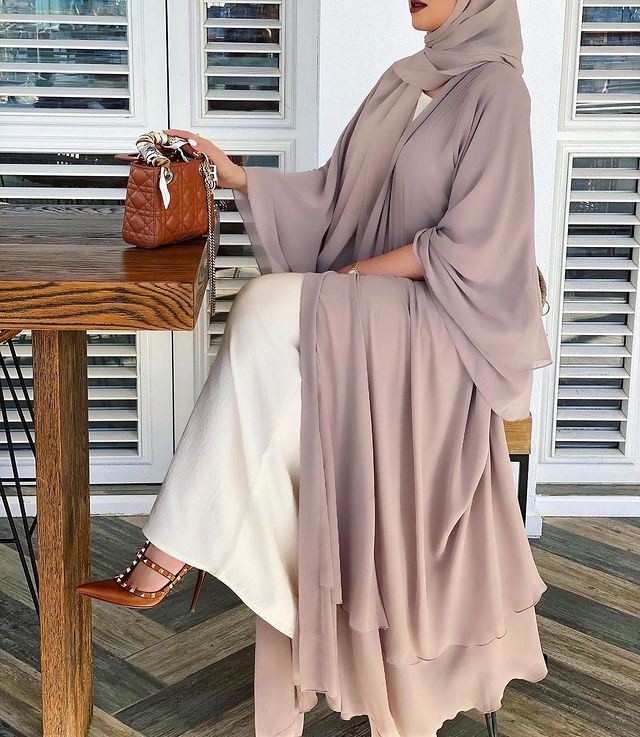 MissModesty Classic Beige Open Abaya-Abaya > Dubai Abaya > Modest > Abaya Online > Open Abaya > Closed Abaya > Modanisa > Abayabuth > Abaya UK > Hijab > Muslim Dress > Modest Dress > Grey Abaya > Plain Abaya > FeelModest > Layered Open Abaya-Feelmodest
