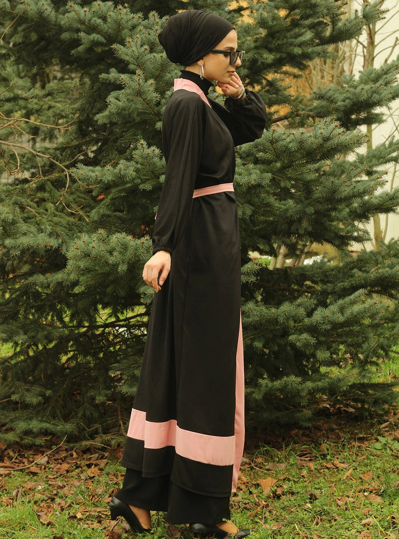 Merve Black Classic Open Abaya-Abaya > Dubai Abaya > Modest > Abaya Online > Open Abaya > Closed Abaya > Modanisa > Abayabuth > Abaya UK > Hijab > Muslim Dress > Modest Dress > Grey Abaya > Plain Abaya > FeelModest > Layered Open Abaya-Feelmodest