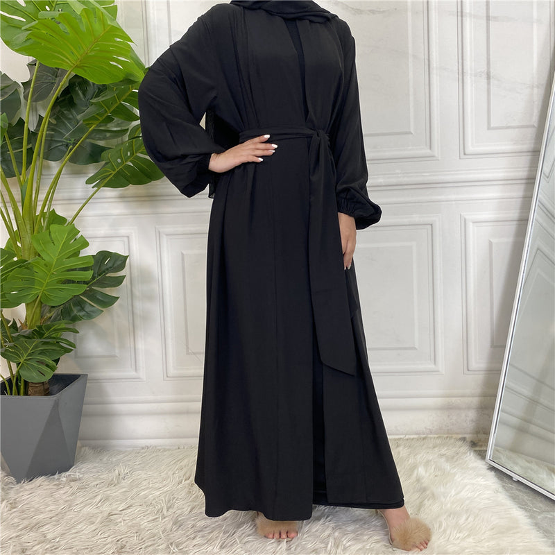 Classic Black Open Abaya-Abaya > Dubai Abaya > Modest > Abaya Online > Open Abaya > Closed Abaya > Modanisa > Abayabuth > Abaya UK > Hijab > Muslim Dress > Modest Dress > Grey Abaya > Plain Abaya > FeelModest-Feelmodest