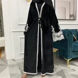 FeelModest Classic Black Velvet Open Abaya-Abaya > Dubai Abaya > Modest > Abaya Online > Open Abaya > Closed Abaya > Modanisa > Abayabuth > Abaya UK > Hijab > Muslim Dress > Modest Dress > Grey Abaya > Plain Abaya > FeelModest-Feelmodest