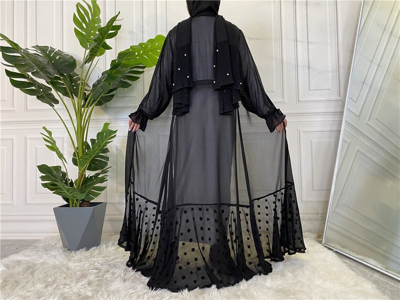 FeelModest Chiffon Open Abaya-Abaya > Dubai Abaya > Modest > Abaya Online > Open Abaya > Closed Abaya > Modanisa > Abayabuth > Abaya UK > Hijab > Muslim Dress > Modest Dress > Grey Abaya > Plain Abaya > FeelModest > Layered Abaya-Feelmodest