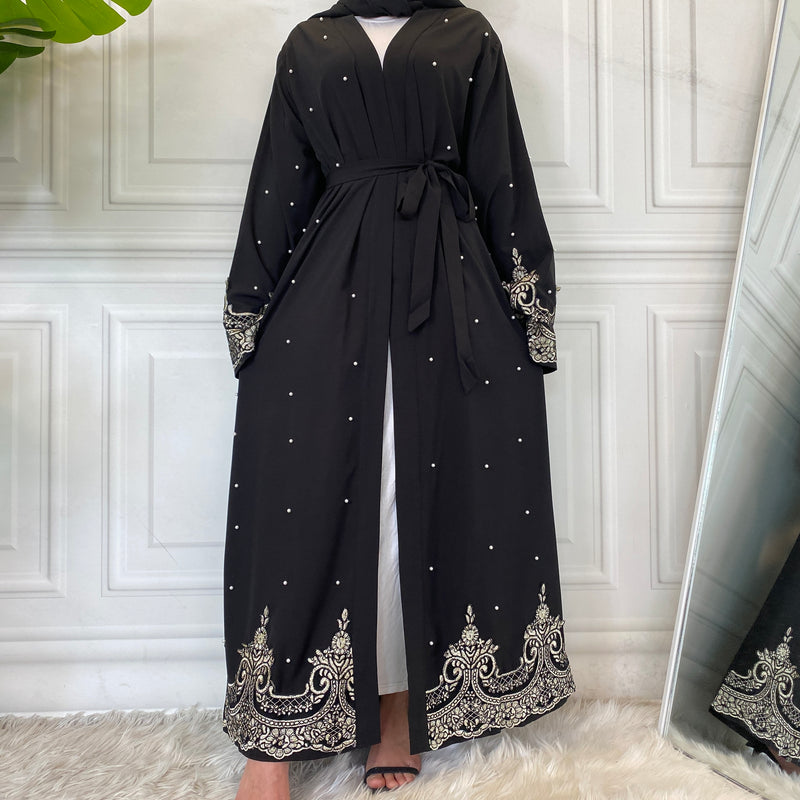 MissAmina Black Pearl Open Abaya - Ready to Dispatch-Abaya > Dubai Abaya > Modest > Abaya Online > Open Abaya > Closed Abaya > Modanisa > Abayabuth > Abaya UK > Hijab > Muslim Dress > Modest Dress > Grey Abaya > Plain Abaya > FeelModest-Feelmodest