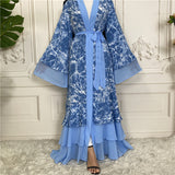 MissModesty Blue Tie Dye 3 Layered Open Abaya