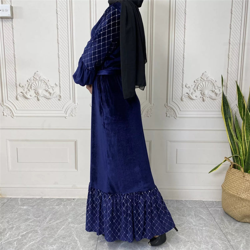 FeelModest Blue Velvet Dress-Abaya > Dubai Abaya > Modest > Abaya Online > Open Abaya > Closed Abaya > Modanisa > Abayabuth > Abaya UK > Hijab > Muslim Dress > Modest Dress > Grey Abaya > Plain Abaya > FeelModest > Abaya Buth > Velvet Abaya > Satin Abaya-Feelmodest