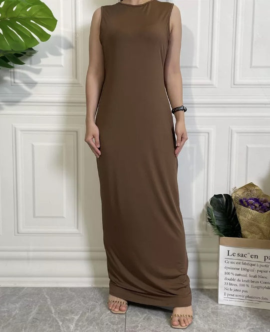 FeelModest Sleeveless Inner Slip Dress - Coffee-Abaya > Dubai Abaya > Modest > Abaya Online > Open Abaya > Closed Abaya > Modanisa > Abayabuth > Abaya UK > Hijab > Muslim Dress > Modest Dress > Grey Abaya > Plain Abaya > FeelModest > Abaya Buth > White Abaya-Feelmodest