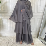 Chiffon Layered Open Abaya - Choose Colour-Abaya > Dubai Abaya > Modest > Abaya Online > Open Abaya > Closed Abaya > Modanisa > Abayabuth > Abaya UK > Hijab > Muslim Dress > Modest Dress > Grey Abaya > Plain Abaya > FeelModest > Satin Abaya-Feelmodest
