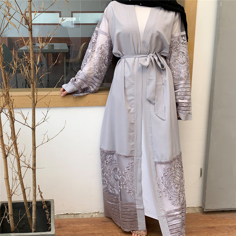 FeelModest Grey Kimono Open Abaya-Abaya > Dubai Abaya > Modest > Abaya Online > Open Abaya > Closed Abaya > Modanisa > Abayabuth > Abaya UK > Hijab > Muslim Dress > Modest Dress > Grey Abaya > Plain Abaya > FeelModest > Layered Abaya-Feelmodest
