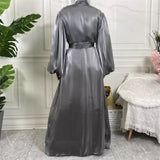 Grey Satin Puff Sleeve Open Abaya-Abaya > Dubai Abaya > Modest > Abaya Online > Open Abaya > Closed Abaya > Modanisa > Abayabuth > Abaya UK > Hijab > Muslim Dress > Modest Dress > Grey Abaya > Plain Abaya > FeelModest > Abaya Buth > White Abaya > Silk Abaya > Puff Sleeve Abaya-Feelmodest