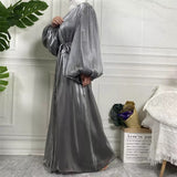 Grey Satin Puff Sleeve Open Abaya-Abaya > Dubai Abaya > Modest > Abaya Online > Open Abaya > Closed Abaya > Modanisa > Abayabuth > Abaya UK > Hijab > Muslim Dress > Modest Dress > Grey Abaya > Plain Abaya > FeelModest > Abaya Buth > White Abaya > Silk Abaya > Puff Sleeve Abaya-Feelmodest