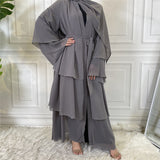 Chiffon Layered Open Abaya - Choose Colour-Abaya > Dubai Abaya > Modest > Abaya Online > Open Abaya > Closed Abaya > Modanisa > Abayabuth > Abaya UK > Hijab > Muslim Dress > Modest Dress > Grey Abaya > Plain Abaya > FeelModest > Satin Abaya-Feelmodest