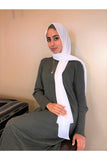 Khaki Beautiful Crew Neck Dress-Dress-Feelmodest