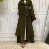 MissModesty Khaki Layered Open Abaya-Abaya > Dubai Abaya > Modest > Abaya Online > Open Abaya > Closed Abaya > Modanisa > Abayabuth > Abaya UK > Hijab > Muslim Dress > Modest Dress > Grey Abaya > Plain Abaya > FeelModest > Layered Abaya > Khaki Abaya-Feelmodest