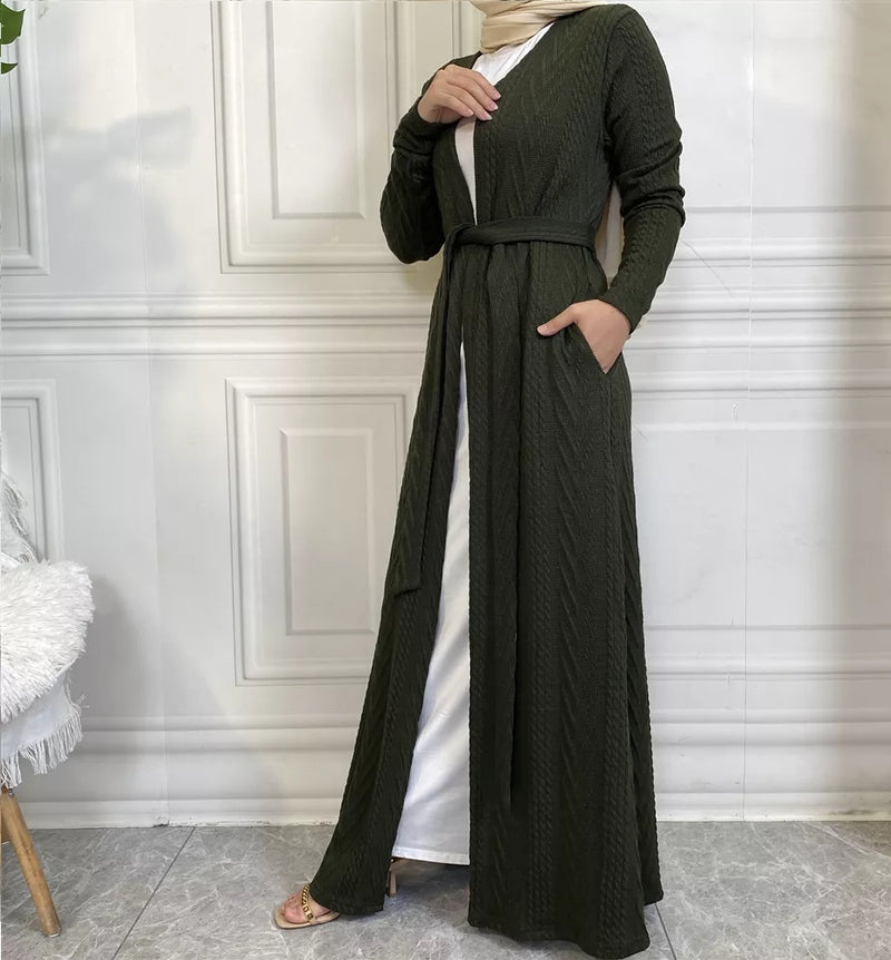 FeelModest Classic Khaki Long Open Cardigan