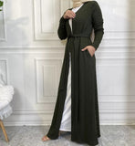 FeelModest Classic Khaki Long Open Cardigan