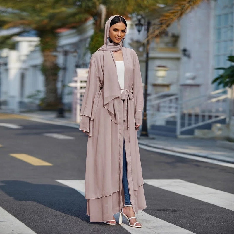 MissModesty Classic Beige Open Abaya-Abaya > Dubai Abaya > Modest > Abaya Online > Open Abaya > Closed Abaya > Modanisa > Abayabuth > Abaya UK > Hijab > Muslim Dress > Modest Dress > Grey Abaya > Plain Abaya > FeelModest > Layered Open Abaya-Feelmodest