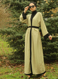 Merve Mint Classic Open Abaya-Abaya > Dubai Abaya > Modest > Abaya Online > Open Abaya > Closed Abaya > Modanisa > Abayabuth > Abaya UK > Hijab > Muslim Dress > Modest Dress > Grey Abaya > Plain Abaya > FeelModest > Layered Open Abaya-Feelmodest