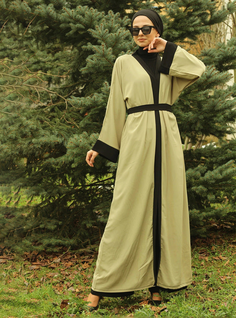 Merve Mint Classic Open Abaya-Abaya > Dubai Abaya > Modest > Abaya Online > Open Abaya > Closed Abaya > Modanisa > Abayabuth > Abaya UK > Hijab > Muslim Dress > Modest Dress > Grey Abaya > Plain Abaya > FeelModest > Layered Open Abaya-Feelmodest