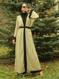 Merve Mint Classic Open Abaya-Abaya > Dubai Abaya > Modest > Abaya Online > Open Abaya > Closed Abaya > Modanisa > Abayabuth > Abaya UK > Hijab > Muslim Dress > Modest Dress > Grey Abaya > Plain Abaya > FeelModest > Layered Open Abaya-Feelmodest