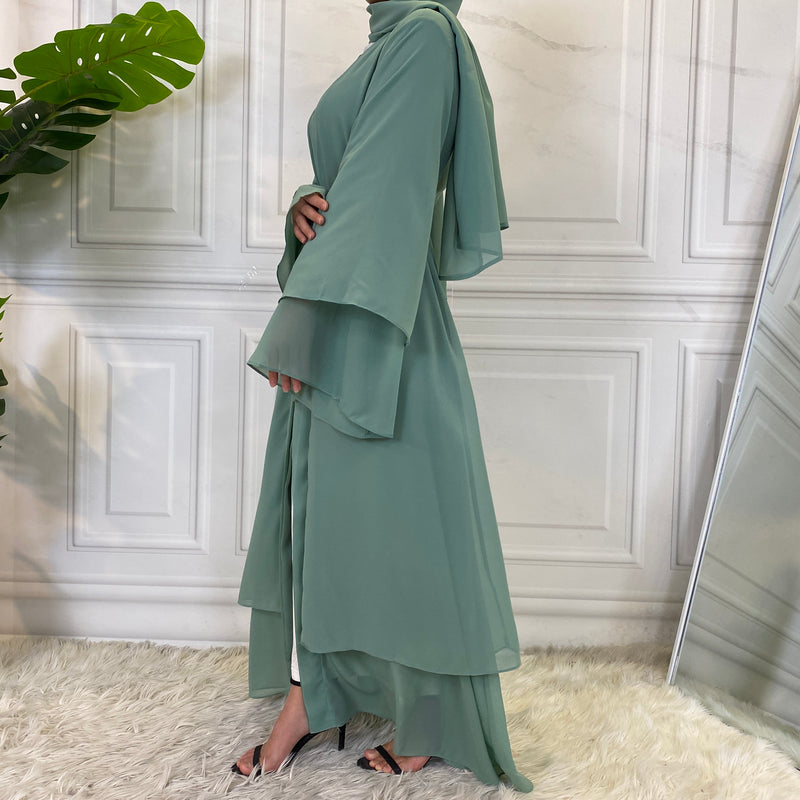 MissModesty Mint Open Abaya-Abaya > Dubai Abaya > Modest > Abaya Online > Open Abaya > Closed Abaya > Modanisa > Abayabuth > Abaya UK > Hijab > Muslim Dress > Modest Dress > Grey Abaya > Plain Abaya > FeelModest-Feelmodest