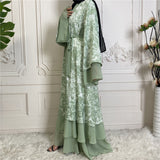 MissModesty Tie Dye 3 Layered Open Abaya With White Bodycon Dress-Abaya > Dubai Abaya > Modest > Abaya Online > Open Abaya > Closed Abaya > Modanisa > Abayabuth > Abaya UK > Hijab > Muslim Dress > Modest Dress > Grey Abaya > Plain Abaya > FeelModest > Layered Abaya > Tie Dye Abaya > Chiffon Abaya > Cheap Abaya-Feelmodest