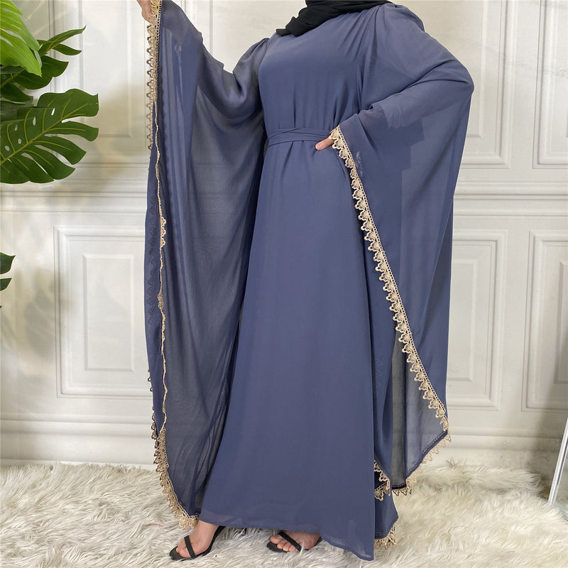 MissAmina Bat Sleeve Light Blue Abaya-Abaya > Dubai Abaya > Modest > Abaya Online > Open Abaya > Closed Abaya > Modanisa > Abayabuth > Abaya UK > Hijab > Muslim Dress > Modest Dress > Grey Abaya > Plain Abaya > FeelModest-Feelmodest