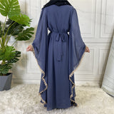 MissAmina Bat Sleeve Light Blue Abaya-Abaya > Dubai Abaya > Modest > Abaya Online > Open Abaya > Closed Abaya > Modanisa > Abayabuth > Abaya UK > Hijab > Muslim Dress > Modest Dress > Grey Abaya > Plain Abaya > FeelModest-Feelmodest