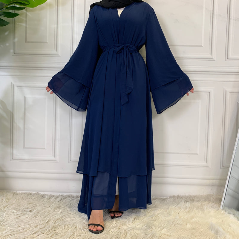 MissModesty Classic Navy Layered Open Abaya-Abaya > Dubai Abaya > Modest > Abaya Online > Open Abaya > Closed Abaya > Modanisa > Abayabuth > Abaya UK > Hijab > Muslim Dress > Modest Dress > Grey Abaya > Plain Abaya > FeelModest > Layered Abaya-Feelmodest