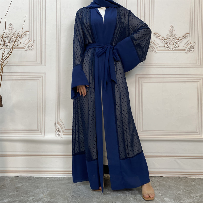 FeelModest Polka Dot Navy Open Abaya-Abaya > Dubai Abaya > Modest > Abaya Online > Open Abaya > Closed Abaya > Modanisa > Abayabuth > Abaya UK > Hijab > Muslim Dress > Modest Dress > Grey Abaya > Plain Abaya > FeelModest > Abaya Buth > White Abaya > Silk Abaya-Feelmodest