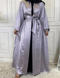 MissModesty Satin Lavender Open Abaya