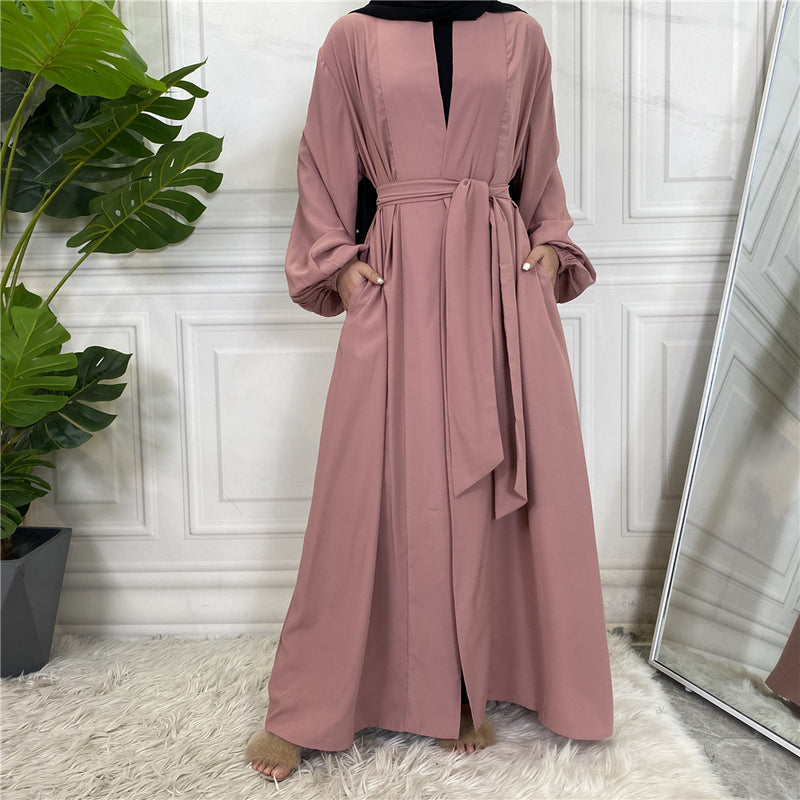 Classic Pink Open Abaya-Abaya > Dubai Abaya > Modest > Abaya Online > Open Abaya > Closed Abaya > Modanisa > Abayabuth > Abaya UK > Hijab > Muslim Dress > Modest Dress > Grey Abaya > Plain Abaya > FeelModest > Pink Abaya >Eid Outfit-Feelmodest
