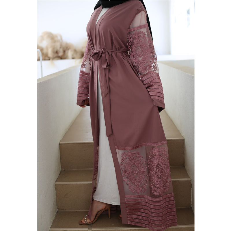 FeelModest Pink Kimono Open Abaya-Abaya > Dubai Abaya > Modest > Abaya Online > Open Abaya > Closed Abaya > Modanisa > Abayabuth > Abaya UK > Hijab > Muslim Dress > Modest Dress > Grey Abaya > Plain Abaya > FeelModest > Layered Abaya-Feelmodest