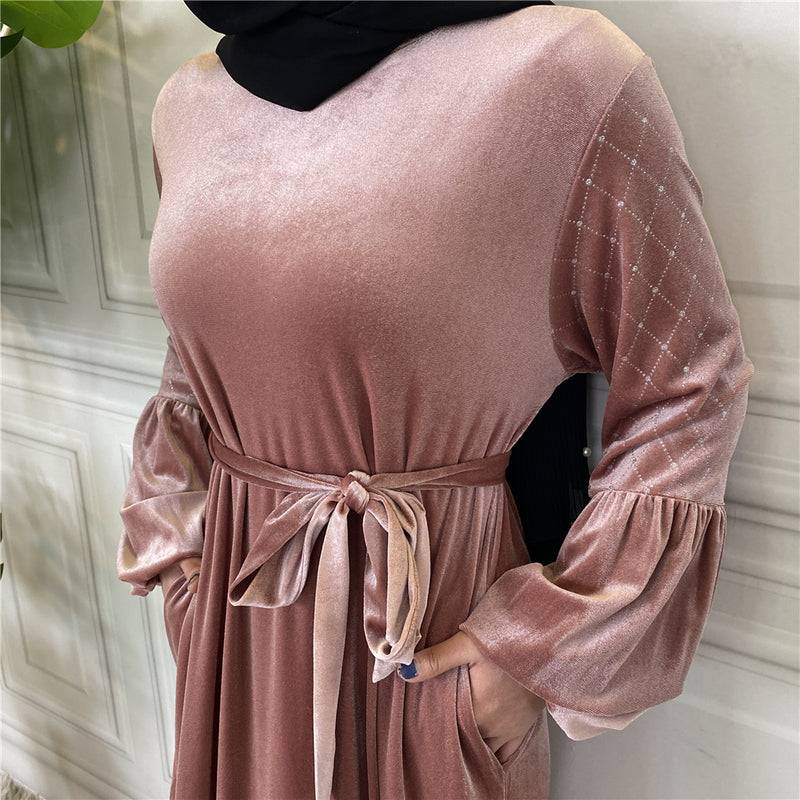MissModesty Pink Velvet Dress-Abaya > Dubai Abaya > Modest > Abaya Online > Open Abaya > Closed Abaya > Modanisa > Abayabuth > Abaya UK > Hijab > Muslim Dress > Modest Dress > Grey Abaya > Plain Abaya > FeelModest > Abaya Buth > Velvet Abaya > Satin Abaya-Feelmodest