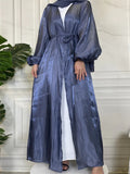 Classic Silk Grey Open Abaya