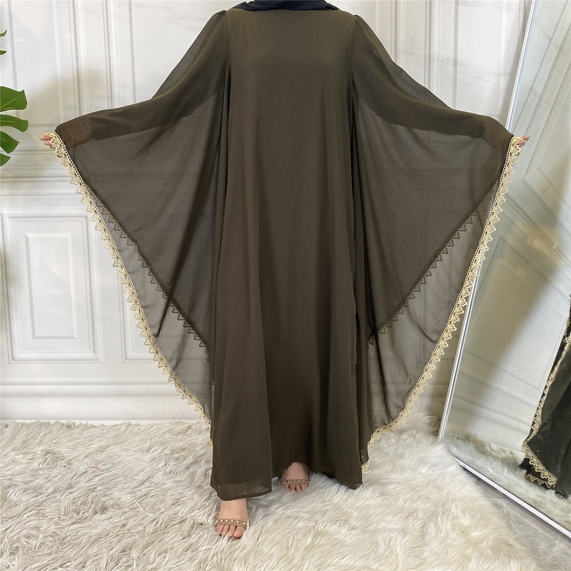 MissAmina Bat Sleeve Sage Abaya-Abaya > Dubai Abaya > Modest > Abaya Online > Open Abaya > Closed Abaya > Modanisa > Abayabuth > Abaya UK > Hijab > Muslim Dress > Modest Dress > Grey Abaya > Plain Abaya > FeelModest-Feelmodest