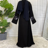 Nida Black Sequin Open Abaya-Abaya > Dubai Abaya > Modest > Abaya Online > Open Abaya > Closed Abaya > Modanisa > Abayabuth > Abaya UK > Hijab > Muslim Dress > Modest Dress > Grey Abaya > Plain Abaya > FeelModest-Feelmodest